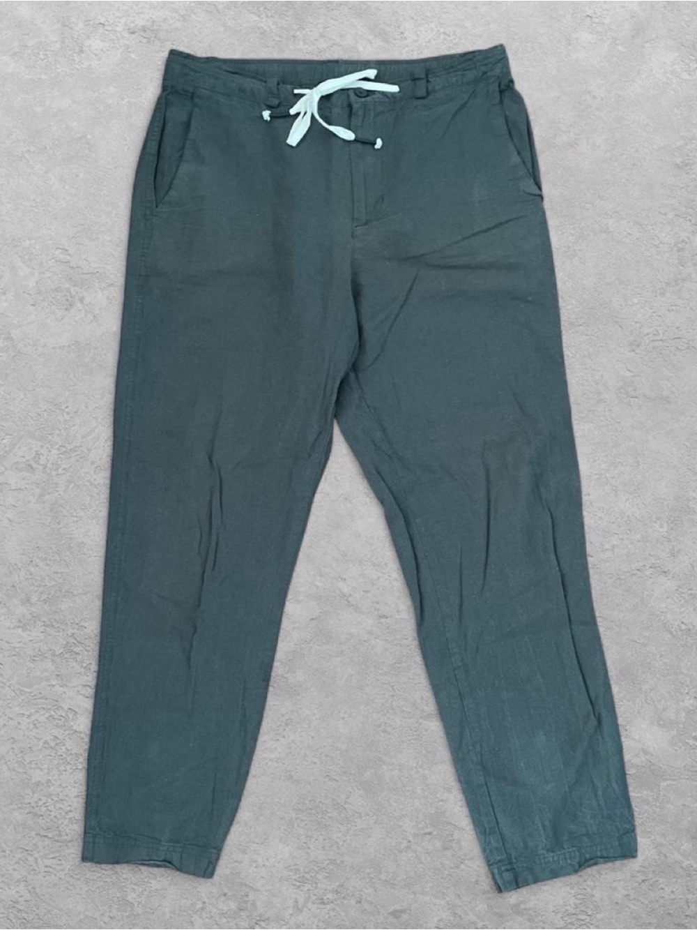 Men’s Intimissimi UOMO LINEN Dark Teal Drawstring Chinos